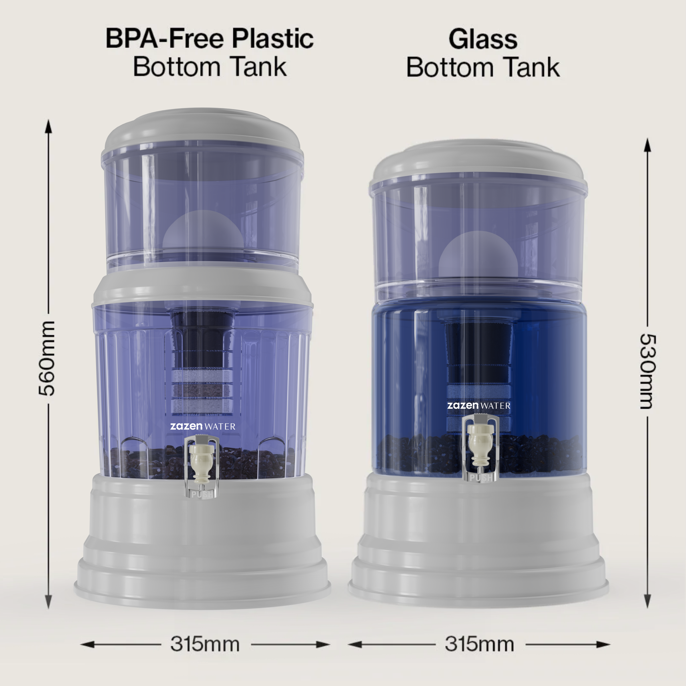 zazen Alkaline Water System with Glass Bottom Tank