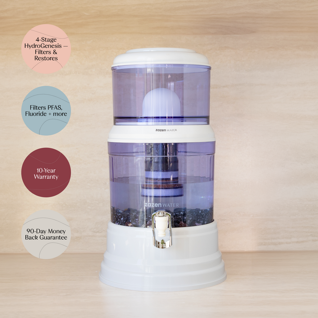 zazen Alkaline Water Filter System with BPA Free Plastic Bottom Tank