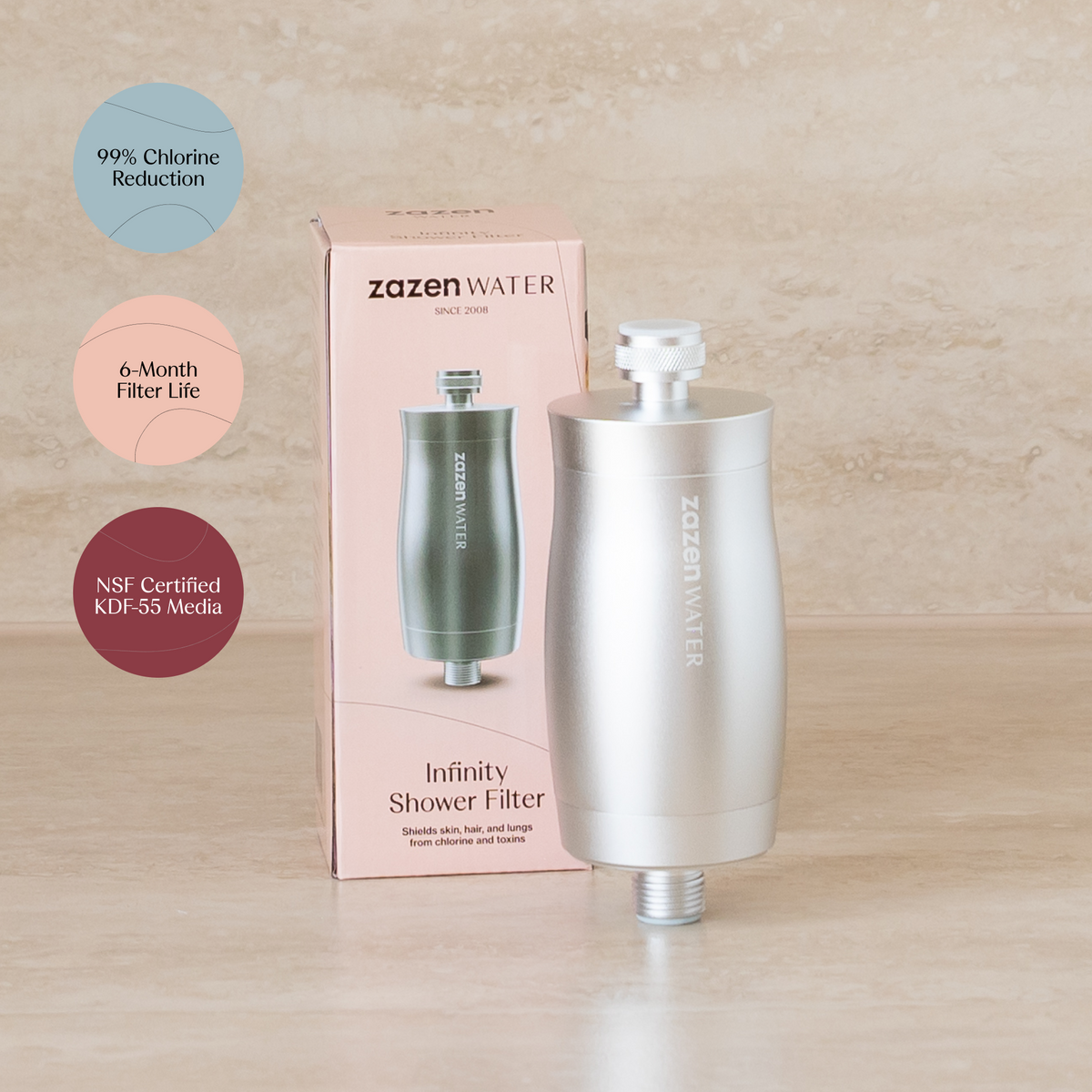 zazen Infinity Shower Filter - Brushed Silver