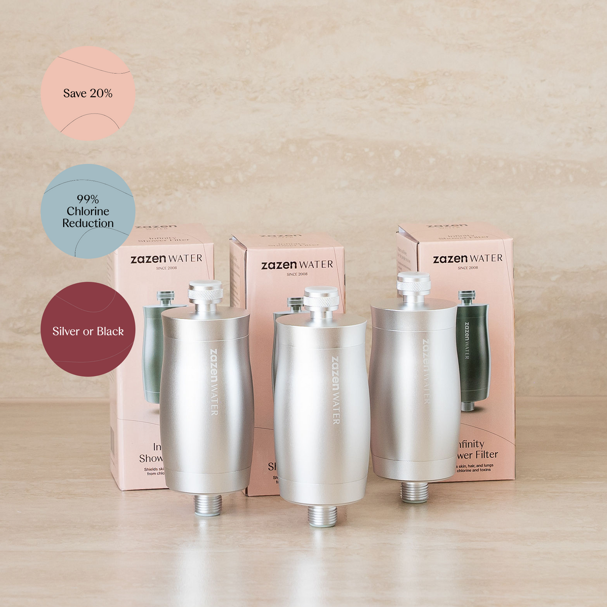 zazen Infinity Shower Filter 3 Pack (Save 20%)